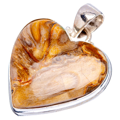Peanut wood Jasper Pendant 1 3/8" (.925 Sterling Silver)