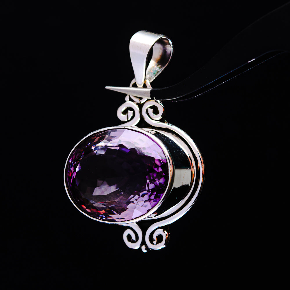 22.77ct Faceted Brazilian Amethyst Pendant 1 5/8" (.925 Sterling Silver)