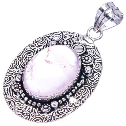 Rose Quartz Pendant 2 1/8" (German Silver)