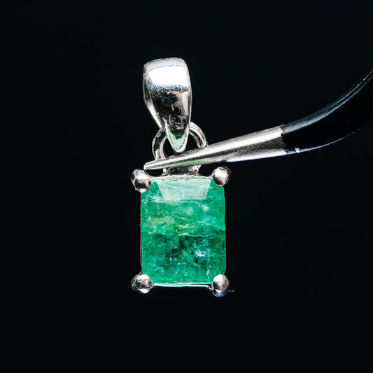 Premium Faceted Zambian Emerald Pendant 5/8" (.925 Sterling Silver)