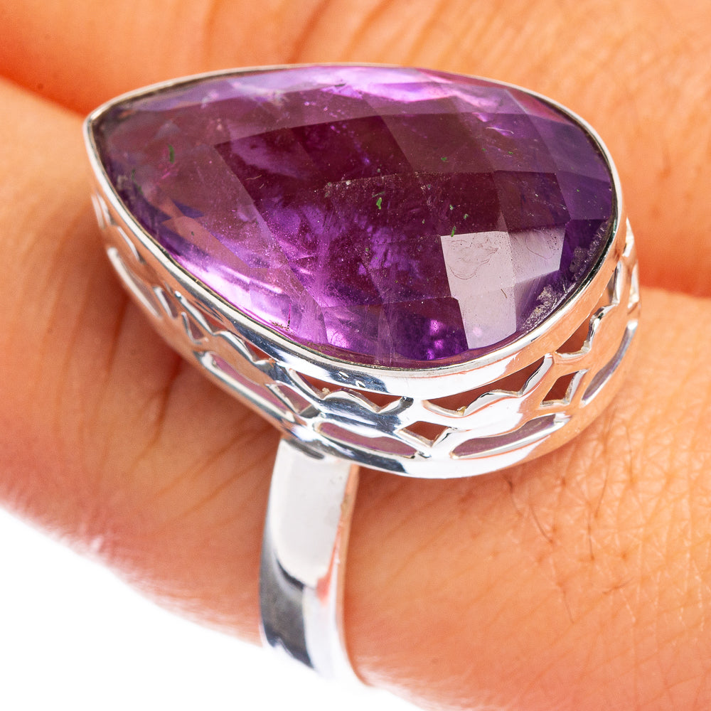 Large Faceted Amethyst Ring Size 10 (925 Sterling Silver) R144345