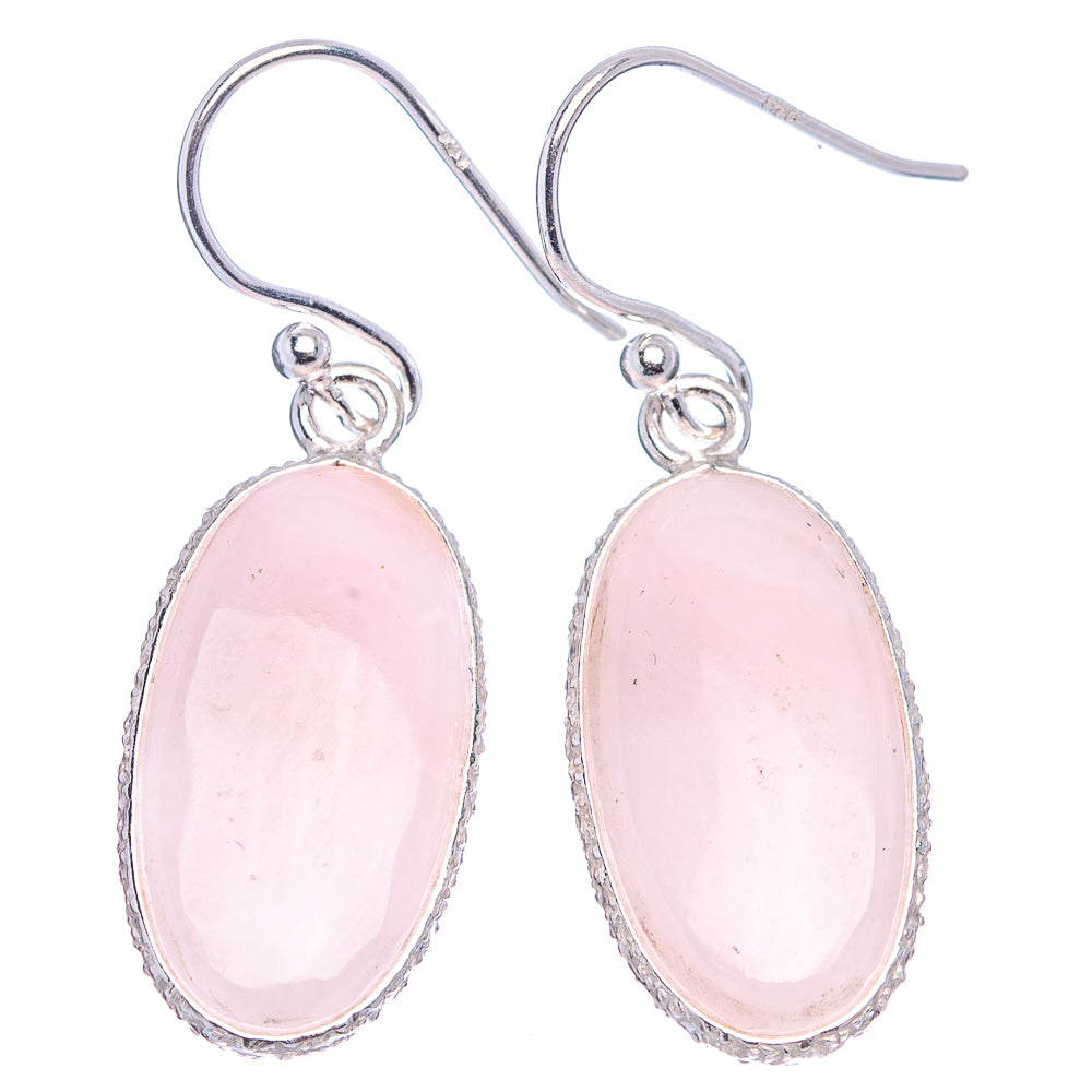 Pink Opal Earrings 1 3/8" (.925 Sterling Silver)