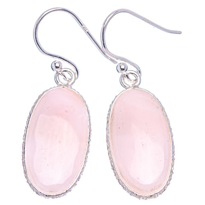 Pink Opal Earrings 1 3/8" (.925 Sterling Silver)