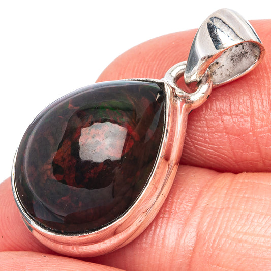 Large Rare Black Opal Pendant 1 1/8" (925 Sterling Silver) P43449