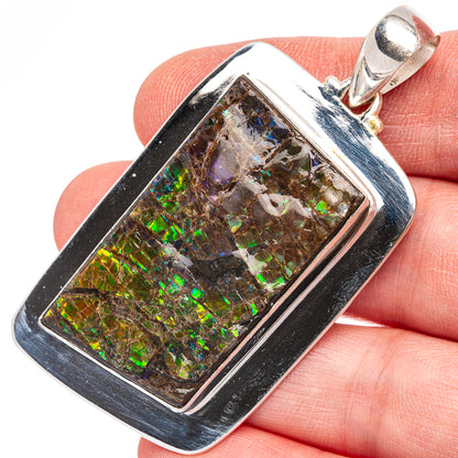 Huge Ammolite 2 3/8" Pendant (925 Sterling Silver) P40025