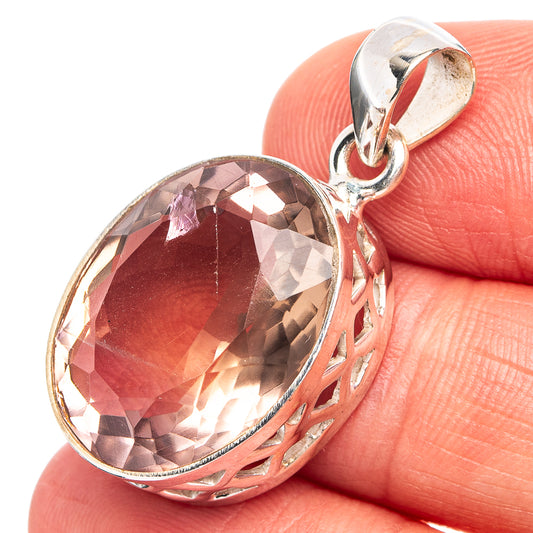 Oval faceted ametrine pendant in .925 sterling silver, openwork frame and bail