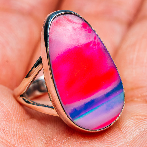 Premium Pink Aurora Opal Ring Size 6.25 (.925 Sterling Silver)