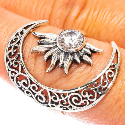 White Quartz Moon Sun Dainty Ring Size 7 Adjustable (925 Sterling Silver) R5235