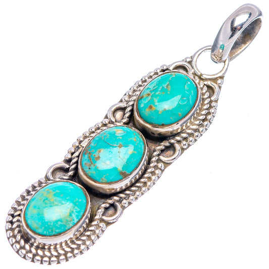 Turquoise oval cabochon pendant with three stone settings in 925 sterling silver