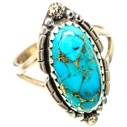 Blue Copper Composite Turquoise Ring Size 8.5 (925 Sterling Silver) RING139789
