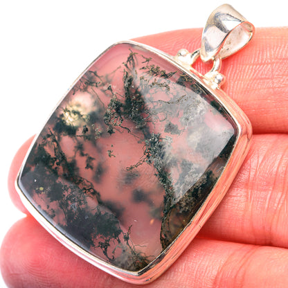 Green Moss Agate Pendant 1 5/8" (925 Sterling Silver) PD38538