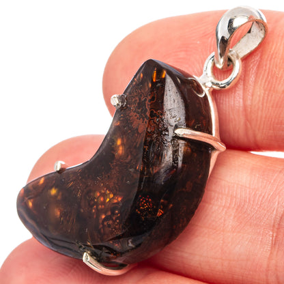 Rare Mexican Fire Agate Pendant 1 3/8" (.925 Sterling Silver)