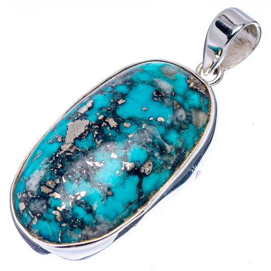 Premium Persian Turquoise Pendant 1 5/8" (.925 Sterling Silver)