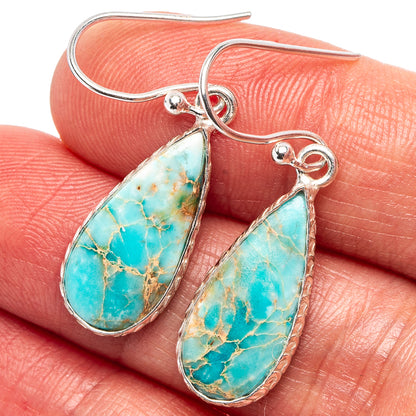 Blue Imperial Jasper Earrings 1 3/8" (.925 Sterling Silver)