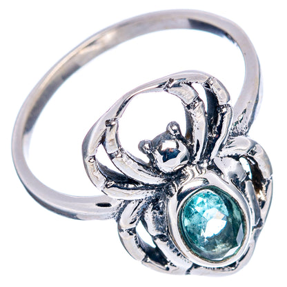 Blue Topaz Spider Dainty Ring Size 6 (.925 Sterling Silver)
