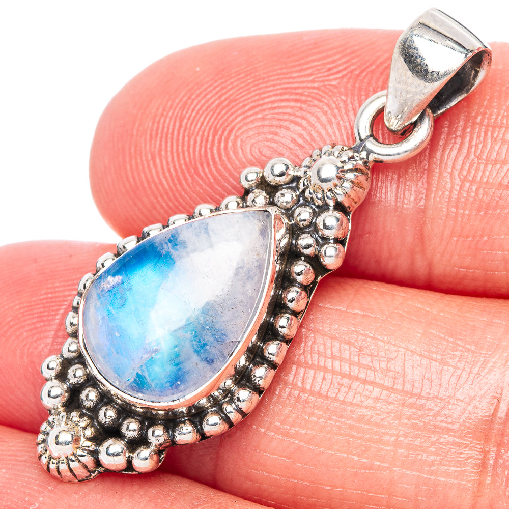 Rainbow Moonstone Pendant 1 3/8" (925 Sterling Silver) P42386