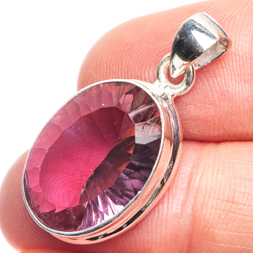 Faceted Color Change Alexandrite (Lab.) Pendant 1 1/8" (925 Sterling Silver) P39161