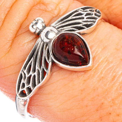Baltic Amber Honey Bee Ring Size 8.75 (.925 Sterling Silver)