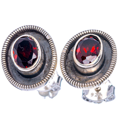 Garnet Dainty Earrings 1/2" (925 Sterling Silver) E2008