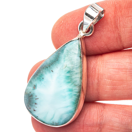 Larimar Pendant 1 5/8" (.925 Sterling Silver)