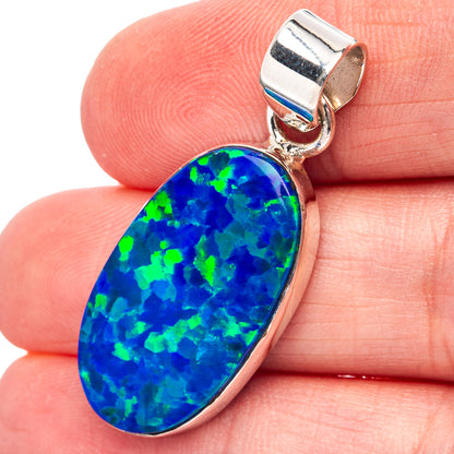 Premium Blue Lab Opal Pendant 1 5/8" (.925 Sterling Silver)