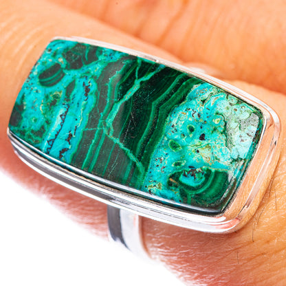 Malachite In Chrysocolla 925 Sterling Silver Ring Size 7.25