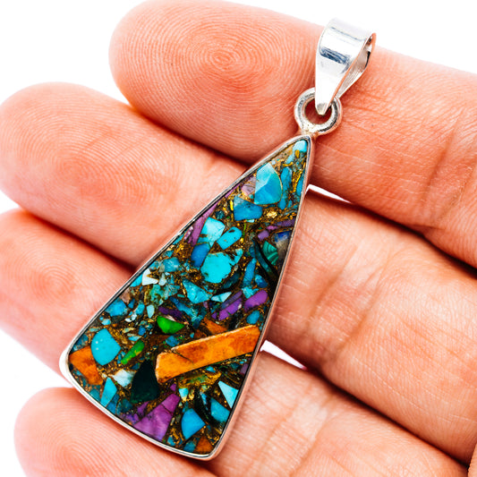 Large Premium Fiesta Kingman Turquoise Pendant 2 1/8" (.925 Sterling Silver)