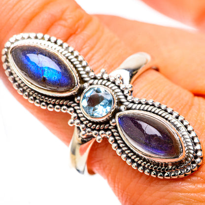 Large Labradorite, Blue Topaz Ring Size 10.75 (925 Sterling Silver) RING137953