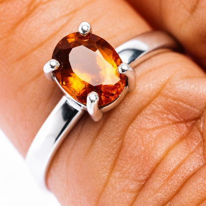 Spessartite Garnet Ring Size 7 (.925 Sterling Silver)