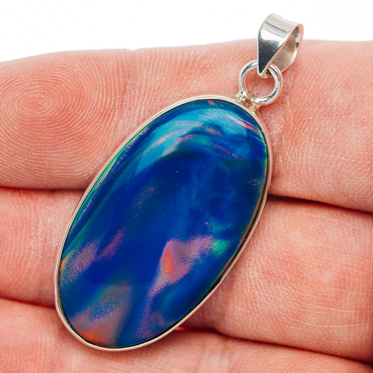 Aurora Opal Pendant 1 7/8" (.925 Sterling Silver)