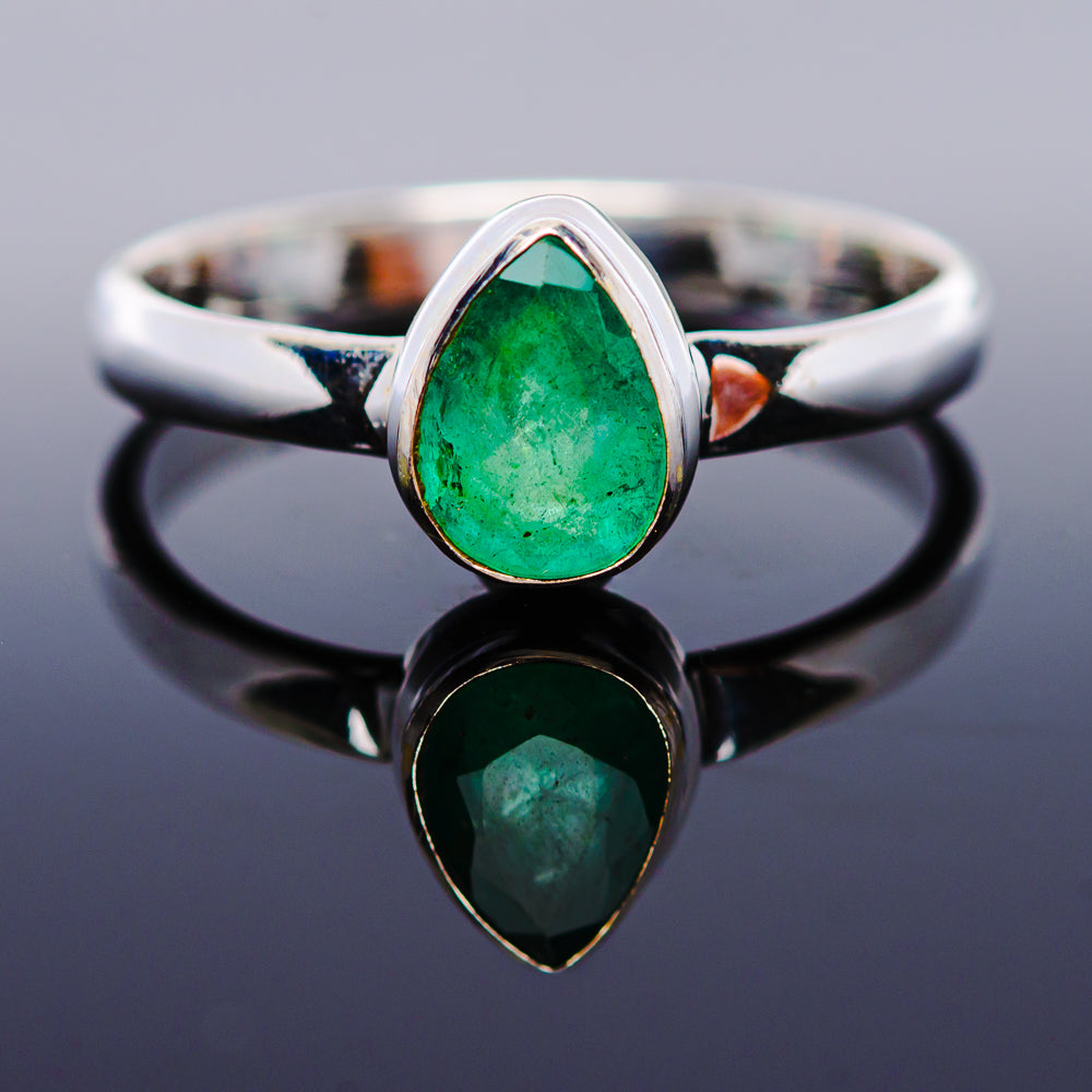 1ct Premium Zambian Emerald Ring Size 8.75 (.925 Sterling Silver)
