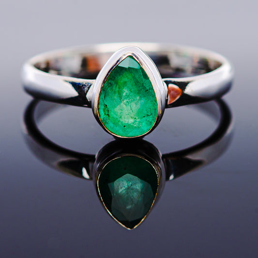 1ct Premium Zambian Emerald Ring Size 8.75 (.925 Sterling Silver)