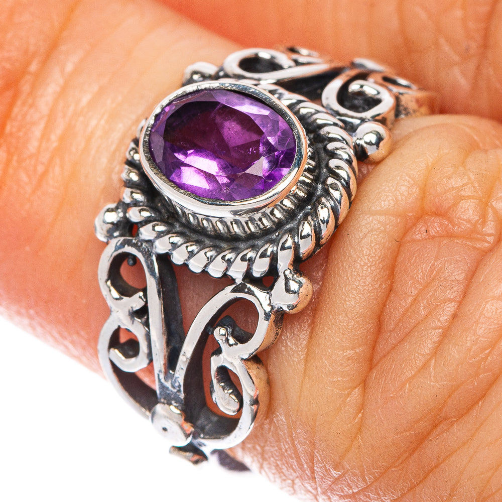 Faceted Amethyst Ring Size 5.25 (925 Sterling Silver) R1530