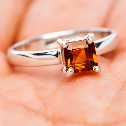 Spessartite Garnet Ring Size 6.75 (.925 Sterling Silver)