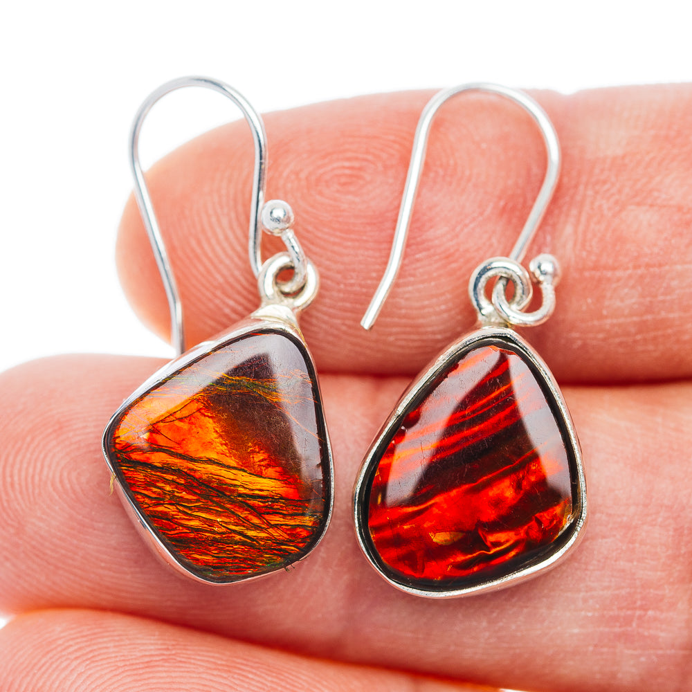 Exclusive Ammolite Earrings 1 1/4" (.925 Sterling Silver)
