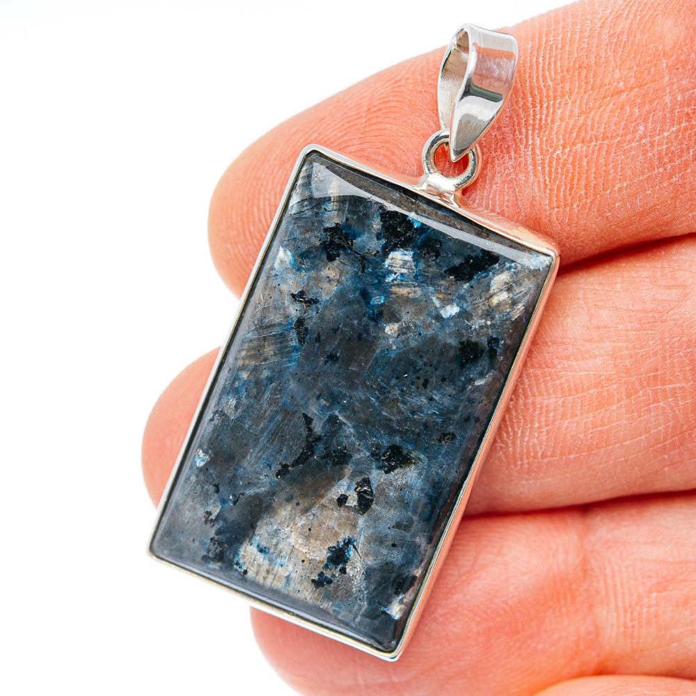 Premium Larvikite Pendant 1 3/4" (.925 Sterling Silver) Carat