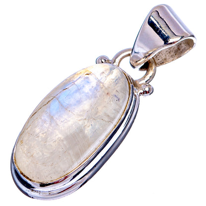 Rainbow Moonstone Pendant 1 1/8" (.925 Sterling Silver)