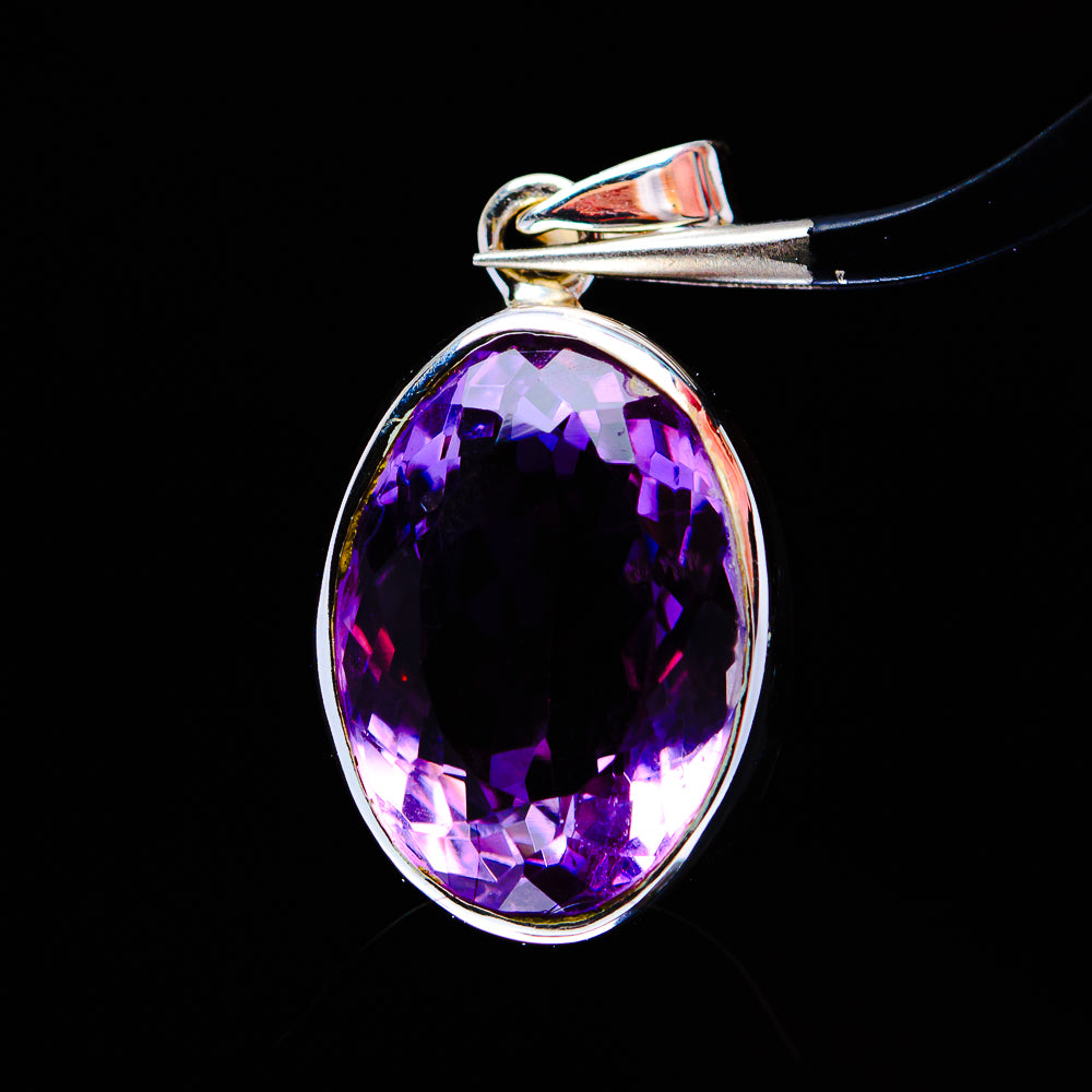 14.64ct Premium Faceted Amethyst Pendant 1" (.925 Sterling Silver)