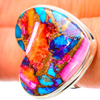 Large Kingman Pink Dahlia Turquoise Ring Size 7 (925 Sterling Silver) RING138908