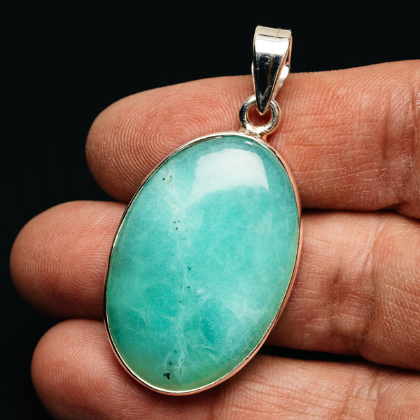Premium Gemmy Chrysoprase Pendant 1 7/8" (.925 Sterling Silver)