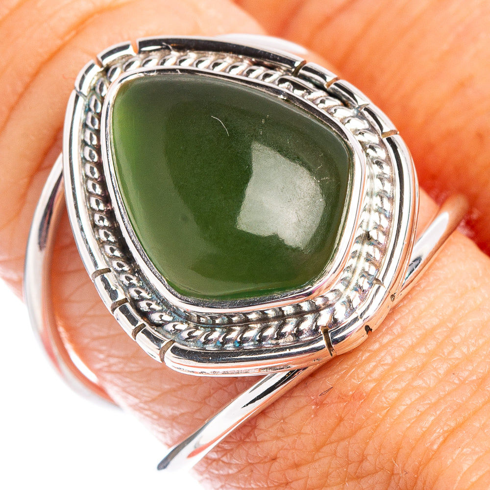 Premium Nephrite Jade Ring Size 8.75 (.925 Sterling Silver)