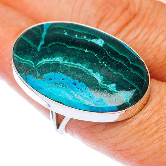 Large Premium Malachite In Chrysocolla Ring Size 8 (.925 Sterling Silver)