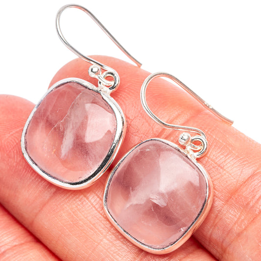Rose Quartz Earrings 1 1/4" (925 Sterling Silver) E2337