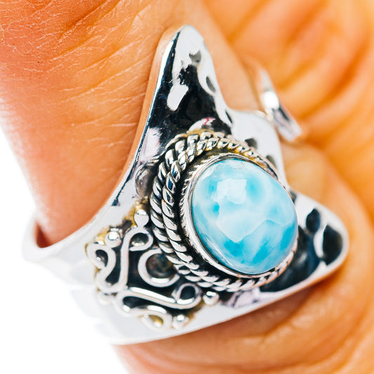 Larimar Ring Size 6 Adjustable (.925 Sterling Silver)