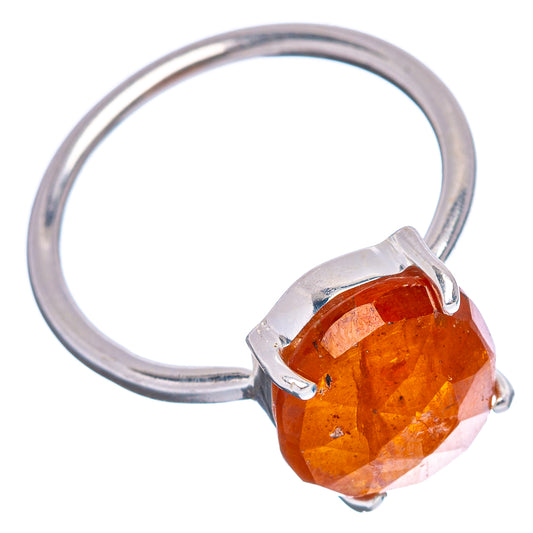 Orange kyanite gemstone ring with .925 sterling silver band and round prong-set stone