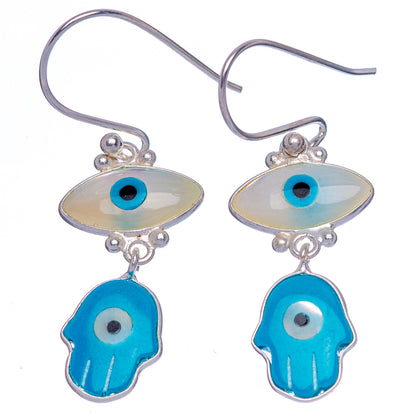 Evil Eye, Turquoise Evil Eye Earrings 1 5/8" (925 Sterling Silver) E433345