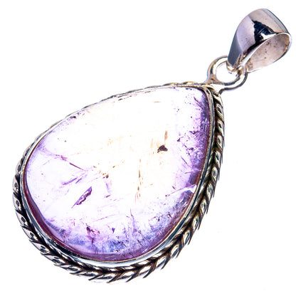 Sterling silver teardrop pendant with light purple gemstone