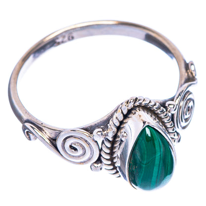 Malachite Dainty Ring Size 5 (925 Sterling Silver) R1157
