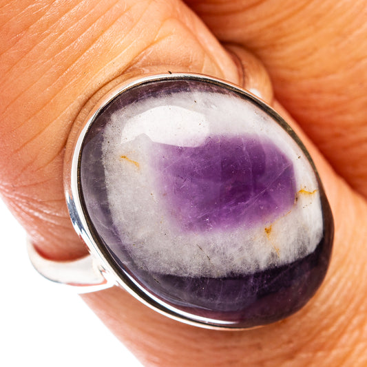 Premium Chevron Brazilian Amethyst Ring Size 8 Adjustable (.925 Sterling Silver)