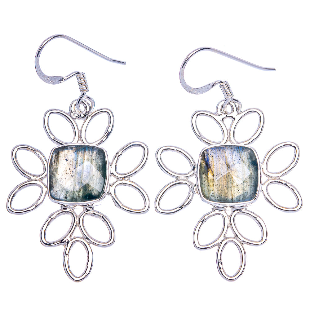 Premium Labradorite Earrings 1 7/8" (925 Sterling Silver) E1187